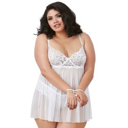  nuisette dentelle extensible blanche grande taille
