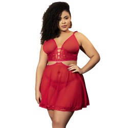 nuisette, pour femme ronde, sexy rouge transformable en un ensemble soutiengorge et string sensuel de la marque mapalé