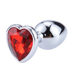  plug anal métal bijou coeur rouge, taille s pour des plaisirs intenses.