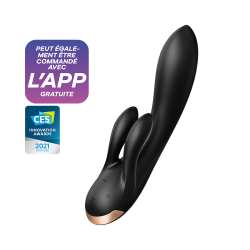 Vibromasseur rabbit noir double stimulation clitoris Double Flex Satisfyer - CC597809