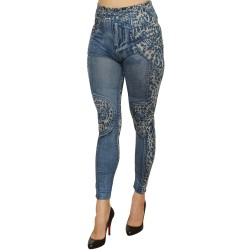  mode : legging fashion style jean bleu léopard