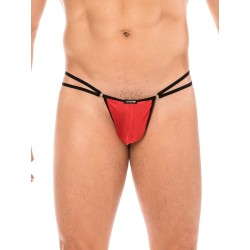 mini string rouge pour homme avec multiple lanières, chez votre de sousvêtements sexy homme.